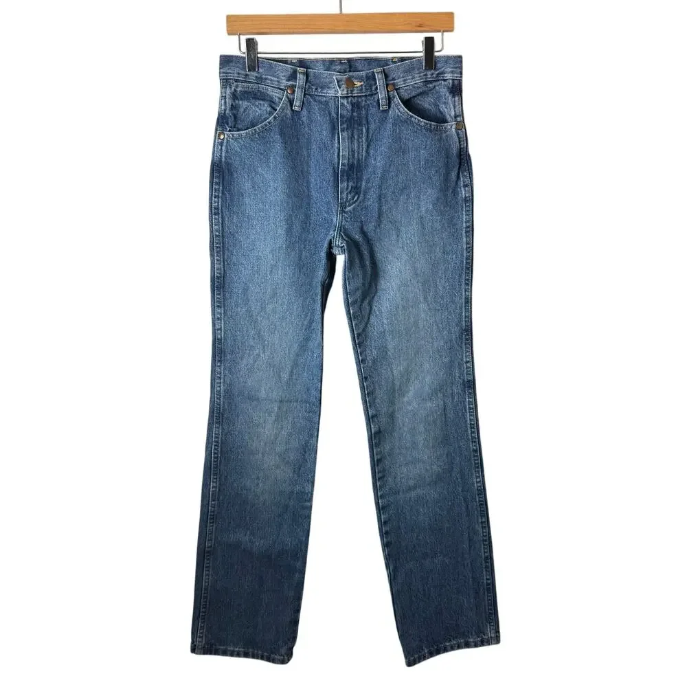 Wrangler Jeans Mens 29 Western Classic Leather Patch Pocket Cowboy Straight Leg